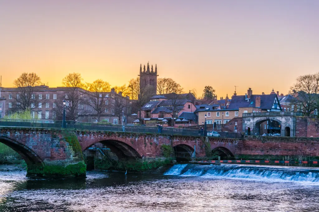 Old Dee bridge in Chester, England