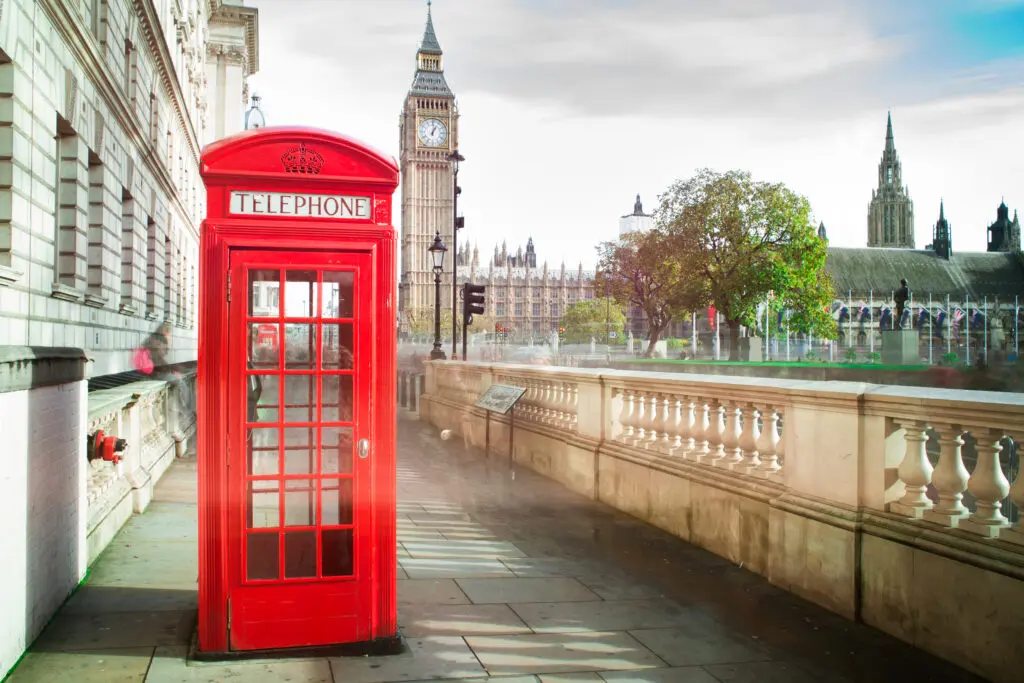 Big ben and red phone cabinet in London