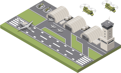 Infographic of a military aeroplane leaving a base