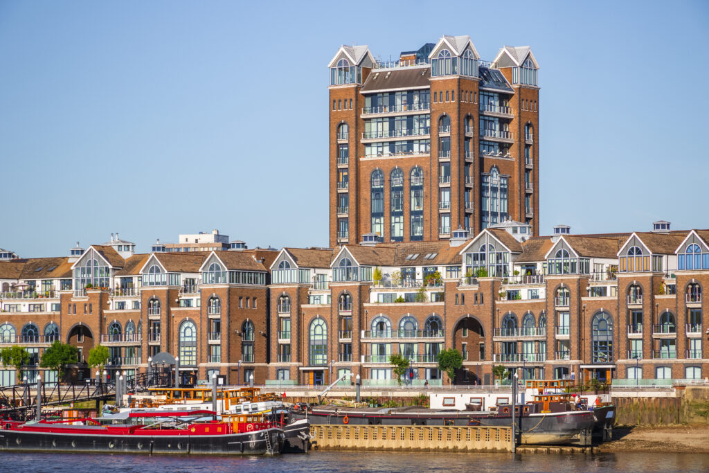 Plantation Wharf, a riverside residential development, in Wandsworth, London